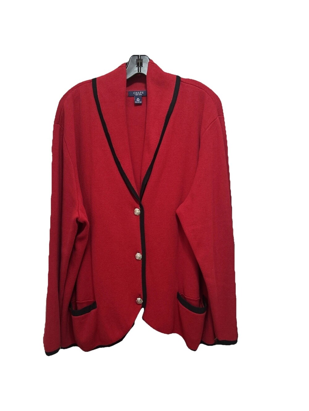 Chaps 3XL Red Long Sleeve Heavy Cotton Knit Jacket Blazer Work Business